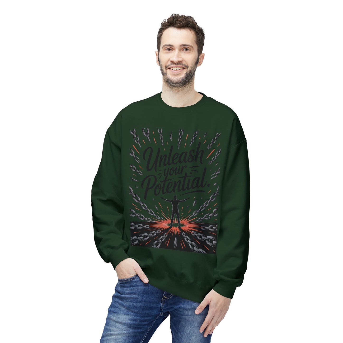 Unleash Your Potential Men's Sweatshirt, Motivational Crewneck, Inspirational Gift For Men, Gift for Graduates, Personal Growth Apparel