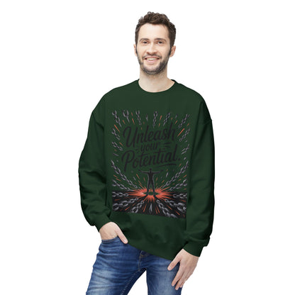 Unleash Your Potential Men's Sweatshirt, Motivational Crewneck, Inspirational Gift For Men, Gift for Graduates, Personal Growth Apparel