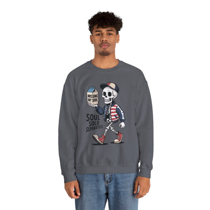 Skeleton Graphic Sweatshirt, Soul Sold Separately Pullover, Funny Gothic Streetwear, Missing My Soul Skull Hoodie Alternative