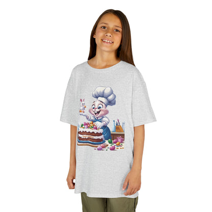 Pastry Chef Easter Bunny T-Shirt - Cute Spring Tee with Chef Bunny and Colorful Cake, Fun Holiday Gift for Kids and Bunny Lovers