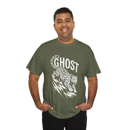 Ghost Leopard Graphic Tee, Mens T-Shirt, Casual Wear, Animal Print Top, Gift for Cat Lovers, Halloween Outfit