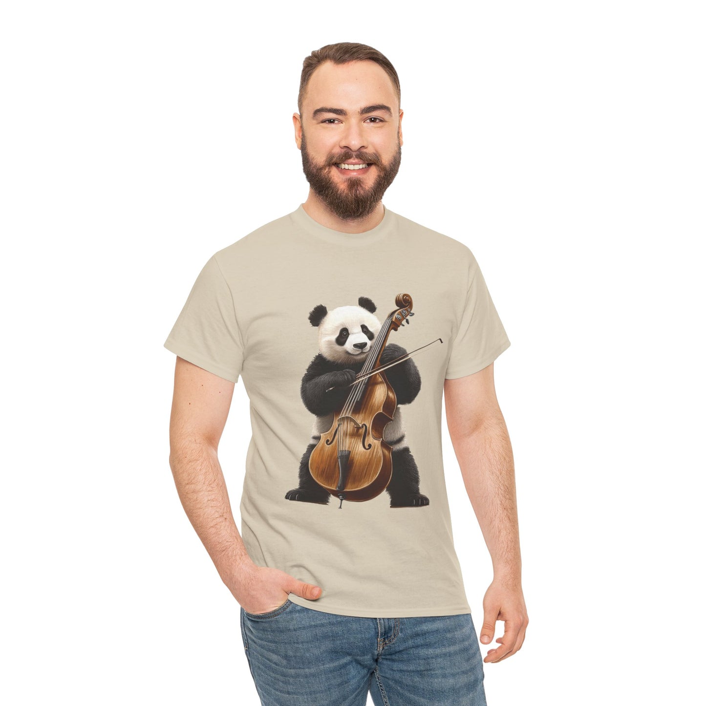 Panda Musician Tee - Cute Animal Graphic Shirt for Music Lovers, Gift for Panda Fans, Unique Concert Outfit, Casual Wear, Cellist Panda