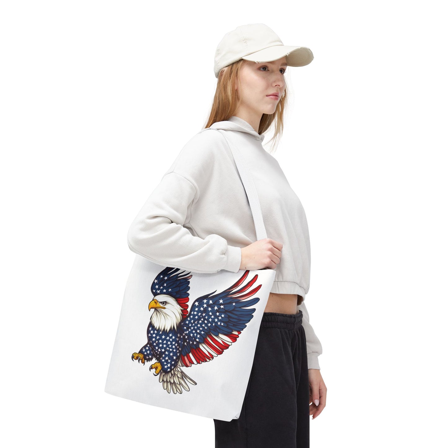 Patriotic Eagle Tote Bag, AOP, Perfect for July 4th, Festivals, Eco-Friendly Shopping, Gift for Nature Lovers, large canvas bag, beach bag