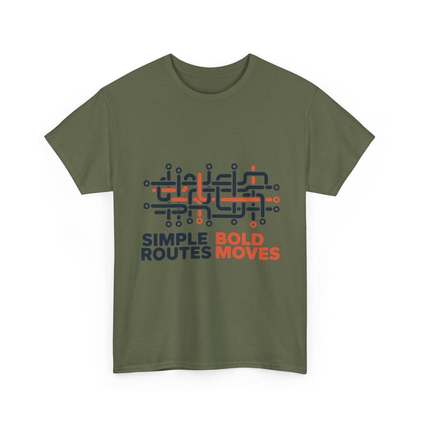 Simple Routes Bold Moves Mens T-Shirt, Minimal Urban Metro Map Graphic Tee