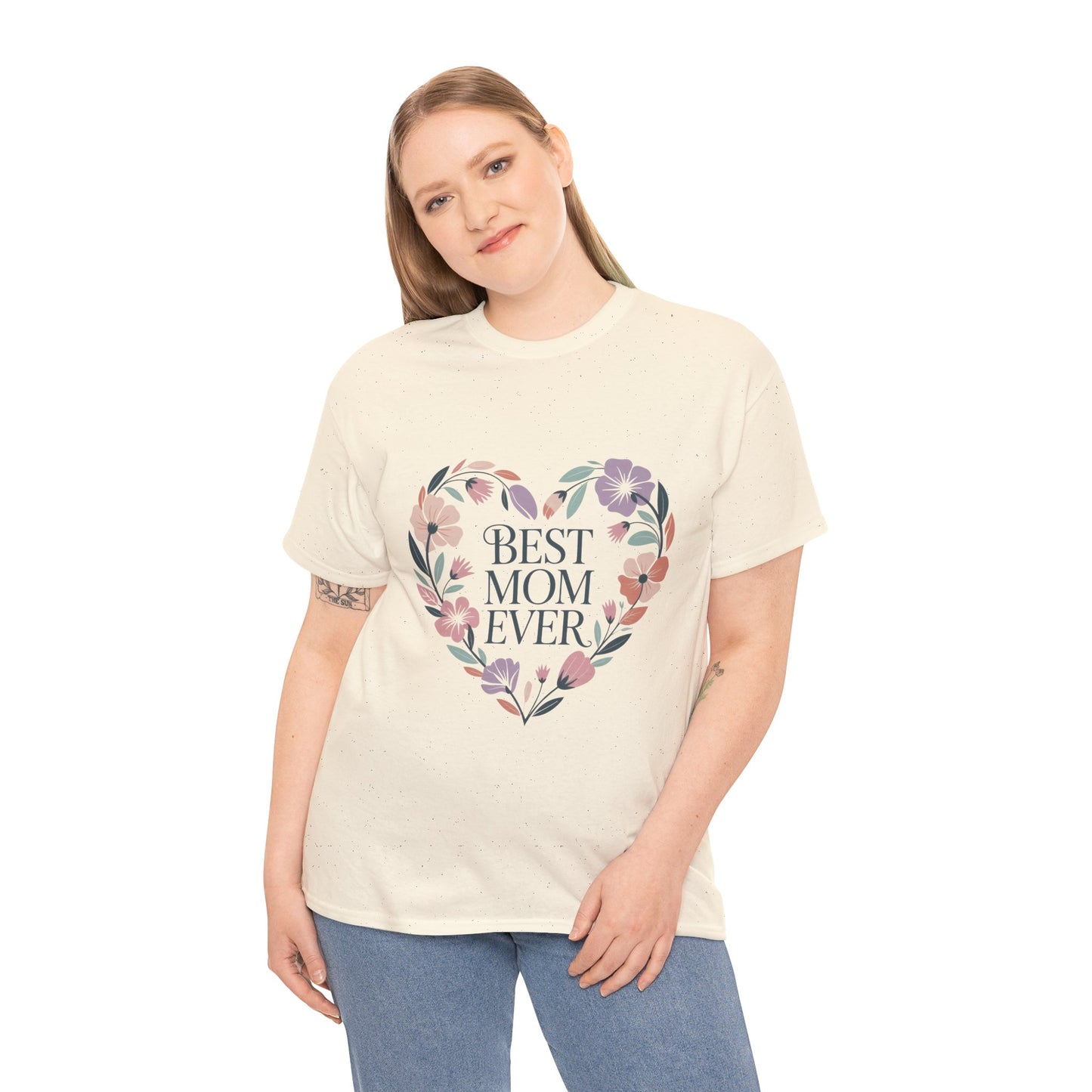 Floral Best Mom Ever Tee, Mother's Day Gift, Mom Appreciation Gift, Floral Heart Cotton Tee