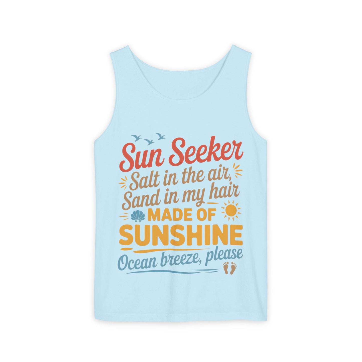 Sun Seeker Summer Quote Tank Top, Made of Sunshine Beach Vibes Tee, Ocean Breeze Please Tank Top for Women, Salt in the Air Sand Top