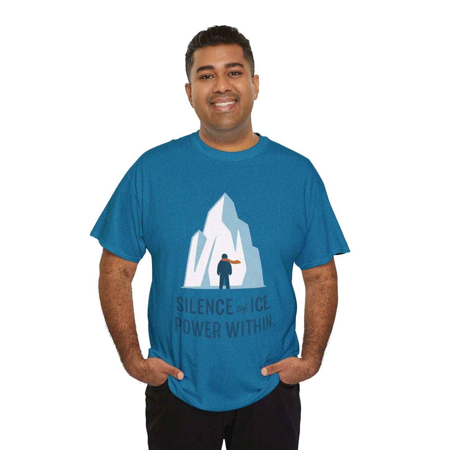 Silence of Ice Power Within Mens T-Shirt,  Minimalist Nordic Iceberg Graphic Tee