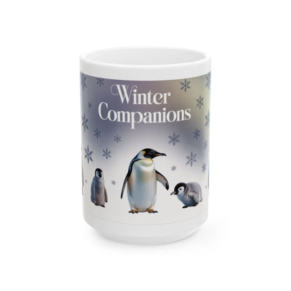 Cozy Penguin Winter Mug 15oz, Holiday Gift for Animal Lovers, Winter Decor, Hot Cocoa, Coffee Lover's Present, Penguin Enthusiast