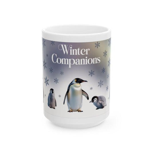 Cozy Penguin Winter Mug 15oz, Holiday Gift for Animal Lovers, Winter Decor, Hot Cocoa, Coffee Lover's Present, Penguin Enthusiast