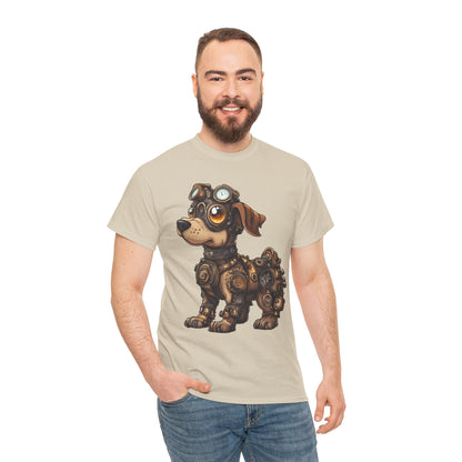Cyberpunk Pup Design Mens Tee, Steampunk Dog Tee, Dog Lover Gift, Vintage Style, Fun Graphic Tee, Quirky Pet Apparel