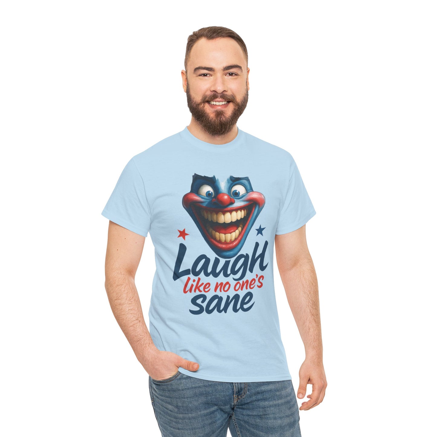 Funny Clown Face Unisex Heavy Cotton Tee, Creepy Clown Face T-Shirt, Humor T-Shirt,Clown Theme Shirt, Funny Horror Graphic Tee