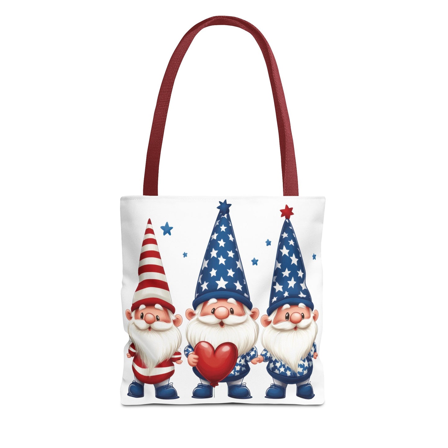 Patriotic Gnome Tote Bag, Stars and Stripes Reusable Grocery Bag, Cute Gnome Summer Bag, Holiday Gift Tote, Eco-Friendly Shopping Bag
