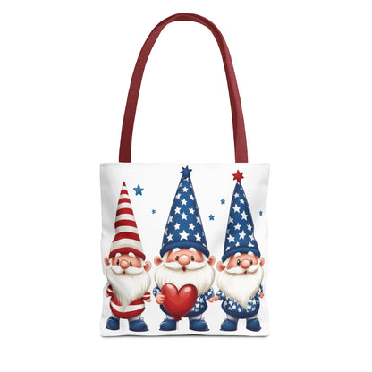 Patriotic Gnome Tote Bag, Stars and Stripes Reusable Grocery Bag, Cute Gnome Summer Bag, Holiday Gift Tote, Eco-Friendly Shopping Bag