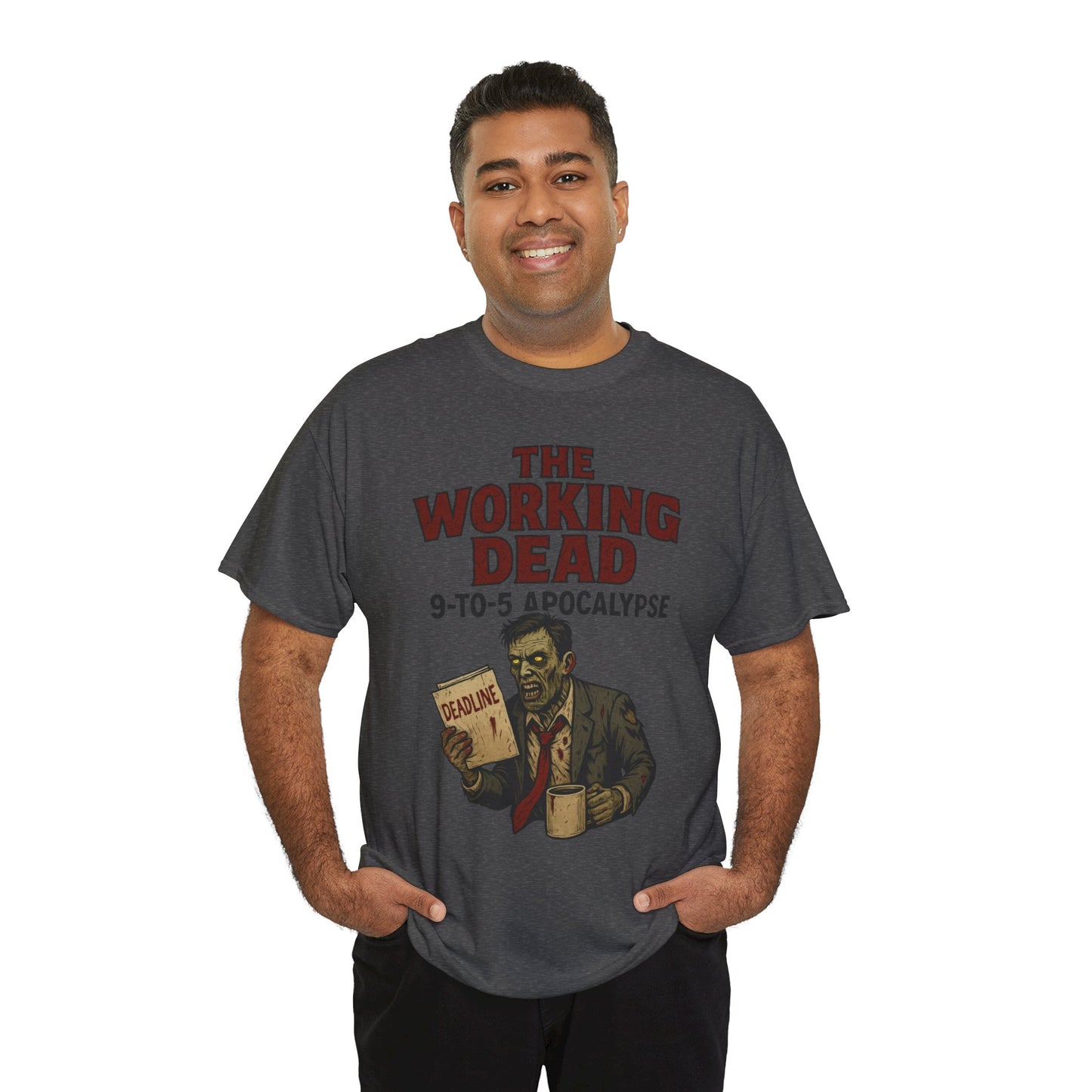 The Working Dead 9-to-5 Apocalypse Men's T-Shirt, Funny Horror Office Zombie Tee, Halloween Zombie Top, Work Humor Sweatshirt