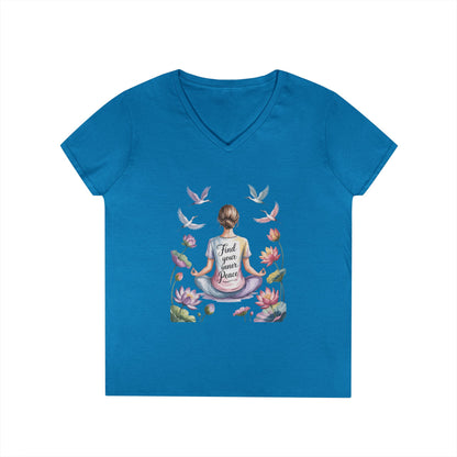 Mindful V-Neck T-Shirt, Inspirational Tee, Yoga Shirt, Self-Care Apparel, Gift for Her, Casual Wear, Find Your Inner Peace