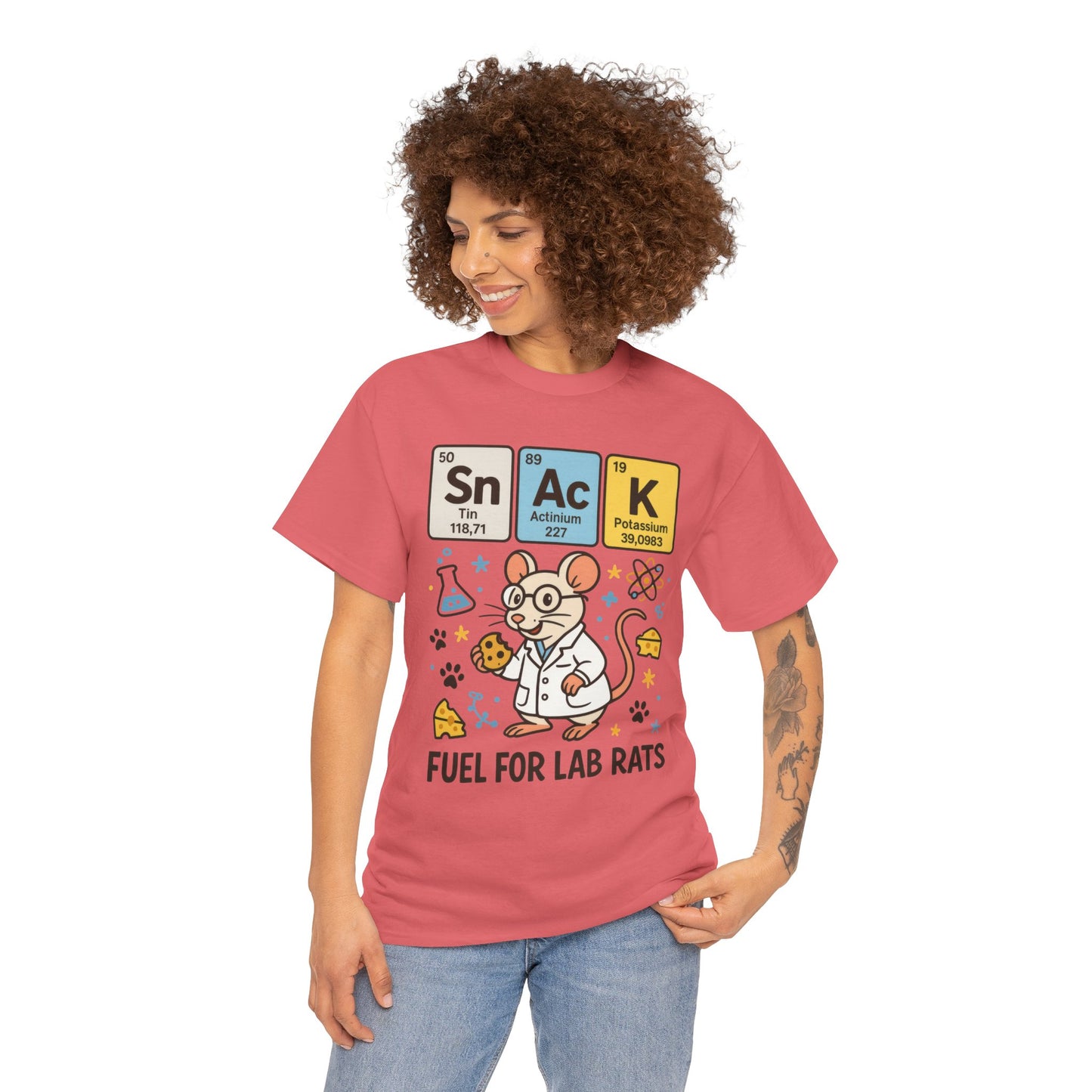Funny Womens Science T-Shirt,Periodic Table Tee, Fuel for Lab Rats Nerdy Shirt, Gifts for STEM Lovers, Quirky Science Apparel