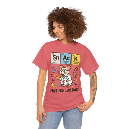 Funny Womens Science T-Shirt,Periodic Table Tee, Fuel for Lab Rats Nerdy Shirt, Gifts for STEM Lovers, Quirky Science Apparel