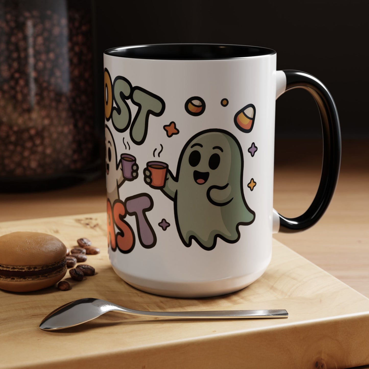Ghost Roast Halloween Mug, Cute Spooky Coffee Cup, Kawaii Ghost Drinkware, Funny Fall Mug Gift for Coffee Lovers, Accent Coffee Mug (15oz)