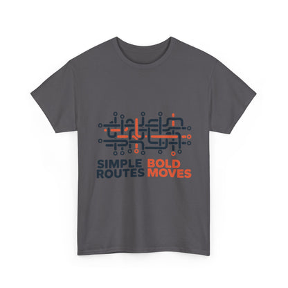Simple Routes Bold Moves Mens T-Shirt, Minimal Urban Metro Map Graphic Tee