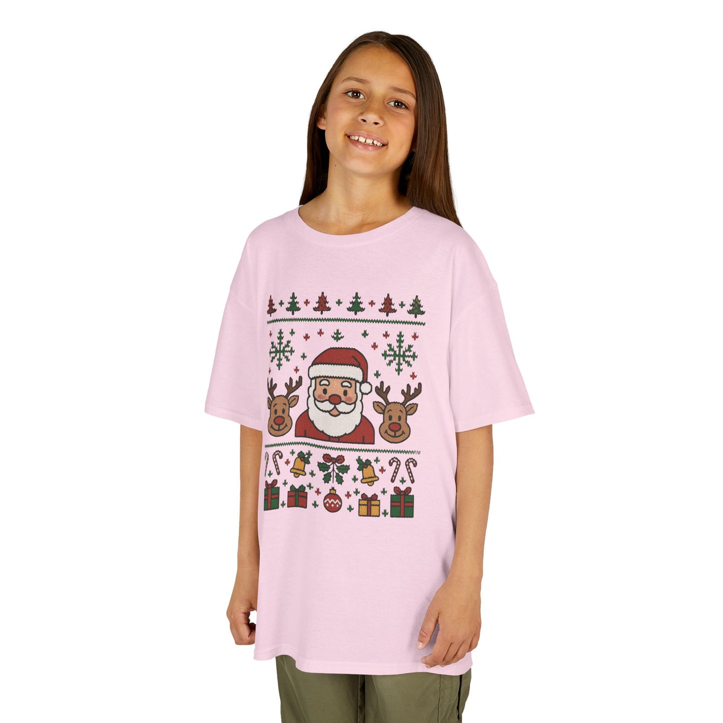 Santa - Reindeer Christmas Shirt for Kids, Cute Holiday Tee, Kids Heavy Cotton™ Tee