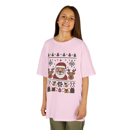Santa - Reindeer Christmas Shirt for Kids, Cute Holiday Tee, Kids Heavy Cotton™ Tee