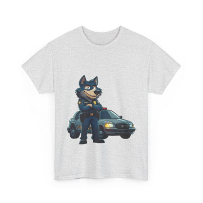 Cool Police Wolf Cartoon Shirt, Funny Cop Animal Graphic Tee,  Law Enforcement Gift T-Shirt, Tee for Dog Lovers, Gifts for Police Week
