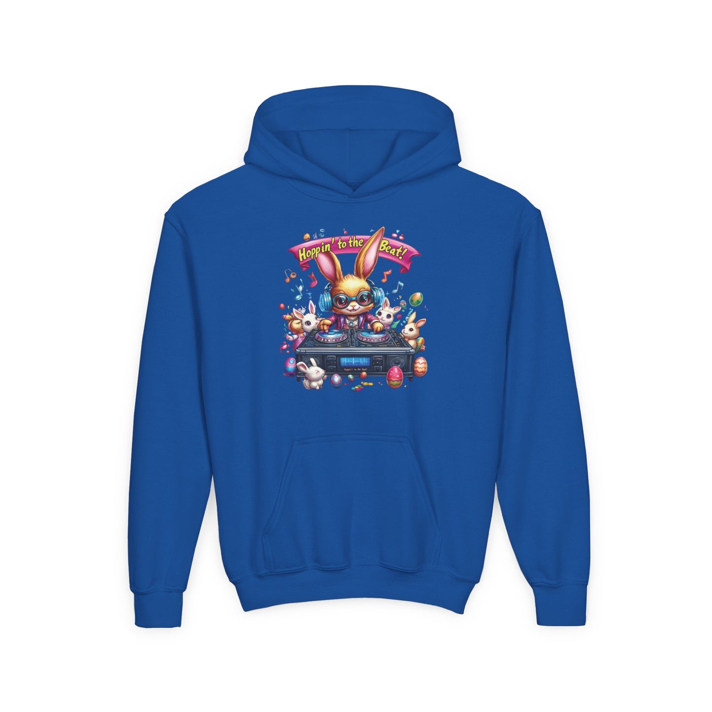 DJ Bunny Easter Hoodie for Kids - Fun Music Bunny Graphic, Hoppin' to the Beat Design, Cool Spring Sweatshirt, Easter Gift for Youth