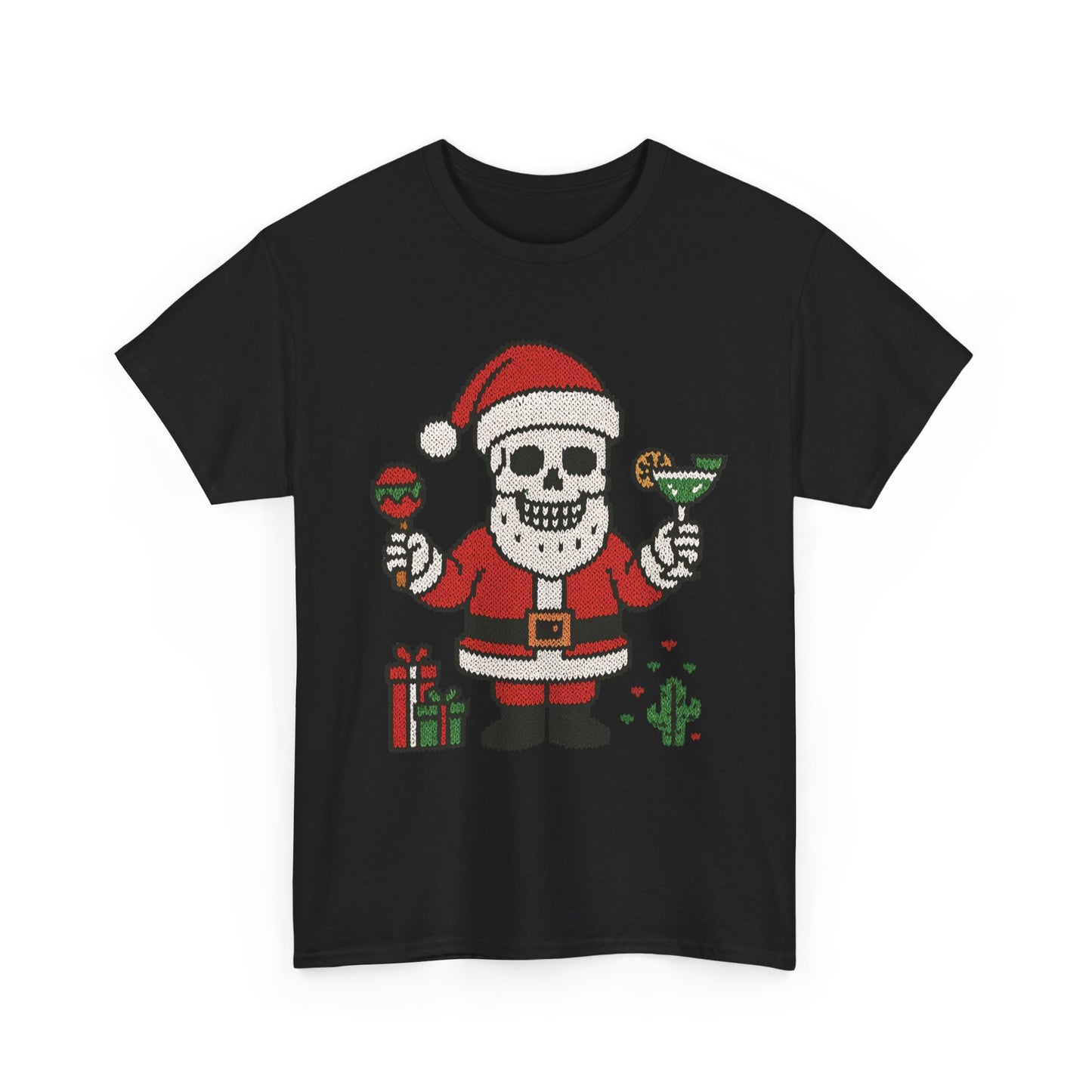 Funny Santa Skull Christmas Men's Shirt, Holiday Margarita Tee for Men
