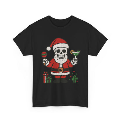 Funny Santa Skull Christmas Men's Shirt, Holiday Margarita Tee for Men
