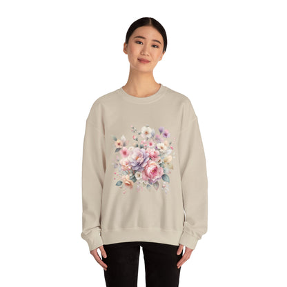 Floral Crewneck Sweatshirt, Cozy Floral Sweatshirt for Spring, Gift for Her, Women's Floral Top, Pastel Floral Sweatshirt