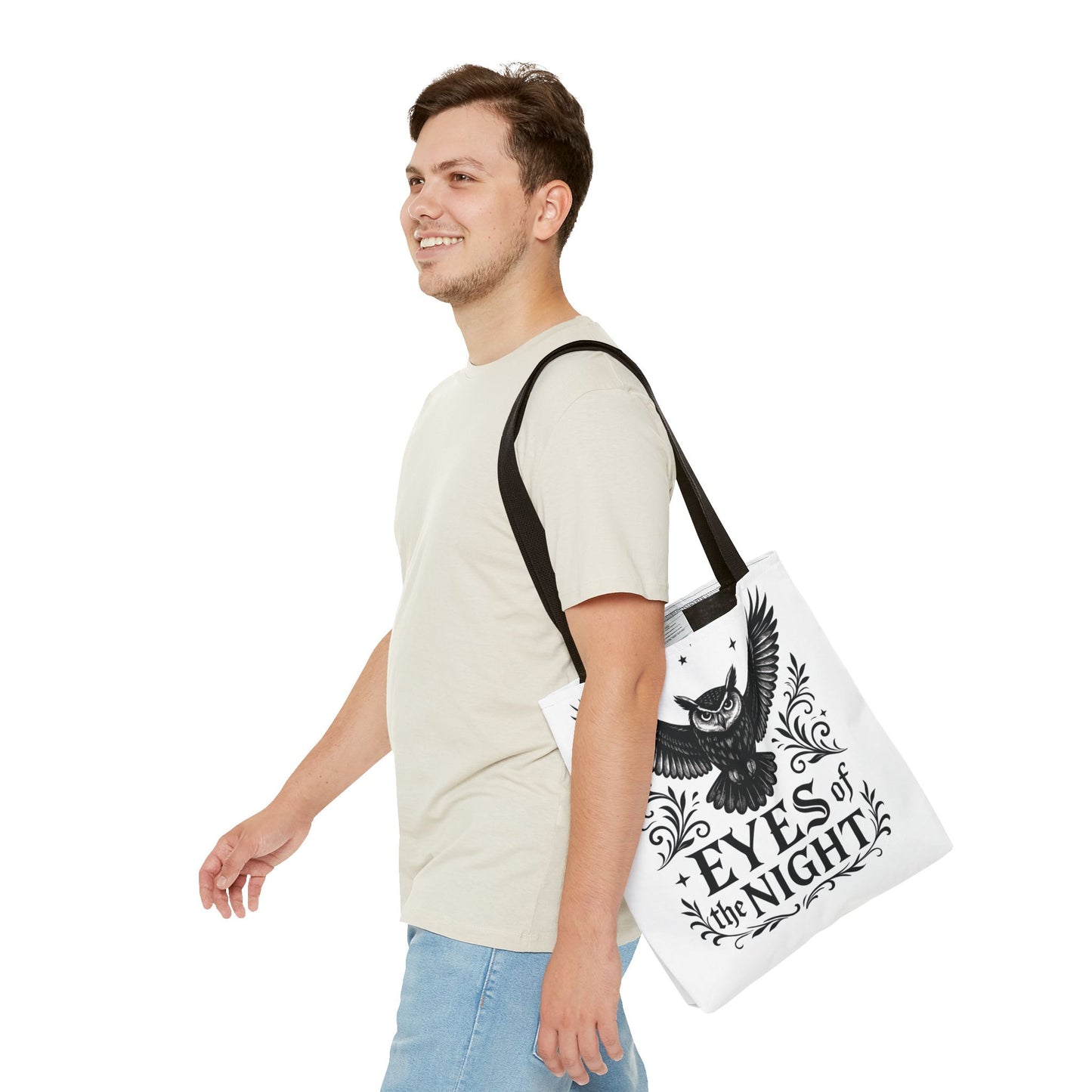 Eyes of the Night Owl Tote Bag, Artsy Shopping Bag, Eco-Friendly Carryall, Unique Gift for Animal Lovers, Halloween Decor, Beach Tote