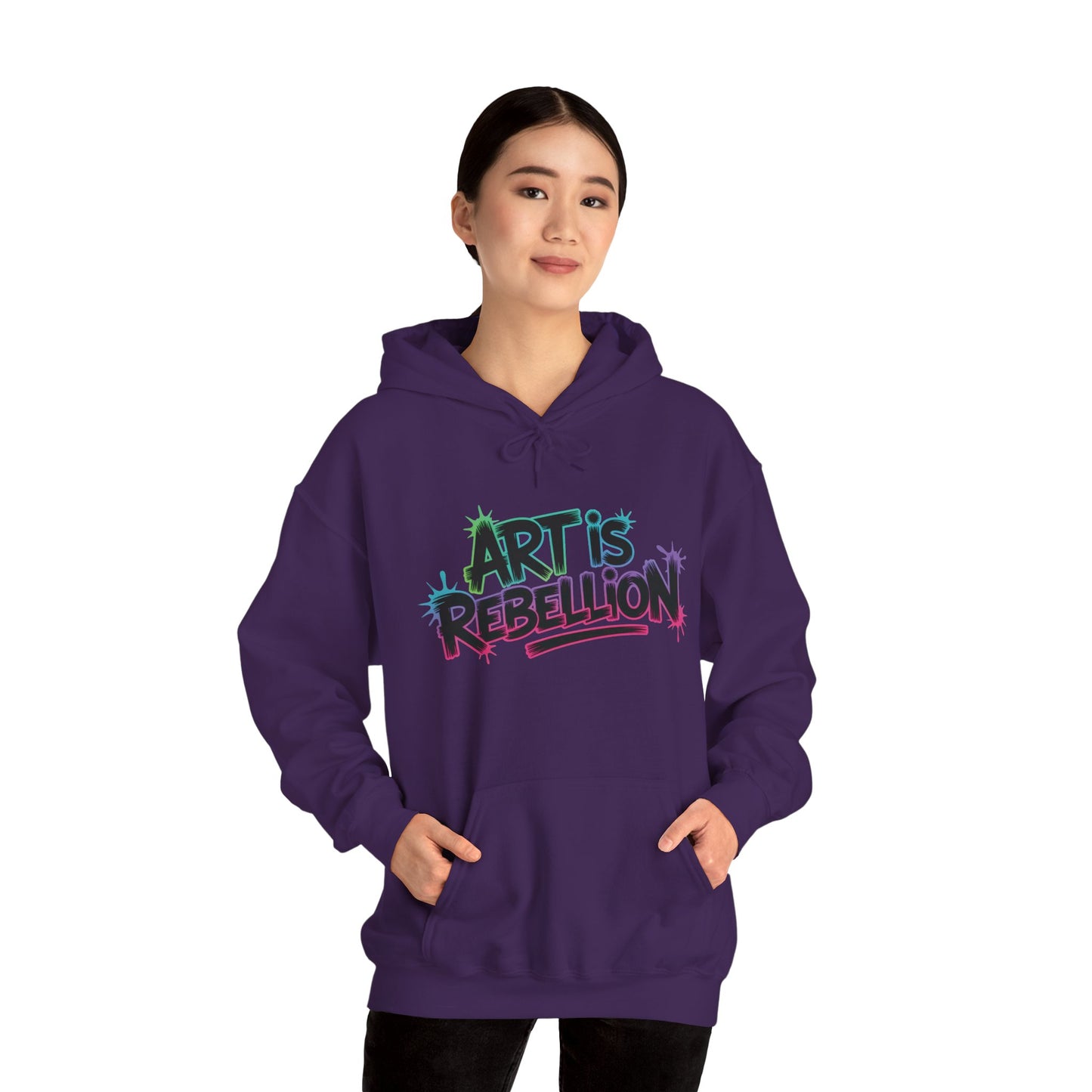 Art Is Rebellion Hoodie, Women's Graffiti Street Art Hooded Sweatshirt, Rebel Graphic Statement Pullover, Heavy Blend™ Hooded Sweatshirt