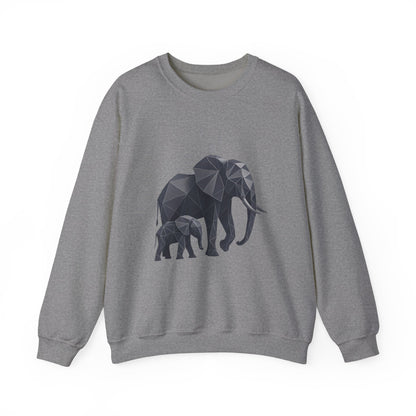 Geometric Elephant Sweatshirt, Cozy Unisex Crewneck, Animal Lover Gift, Nature Inspired Apparel, Eco-Friendly Fashion, Gift for Her