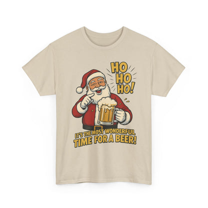 Funny Santa Beer Christmas T-Shirt, Men's Holiday Party Tee