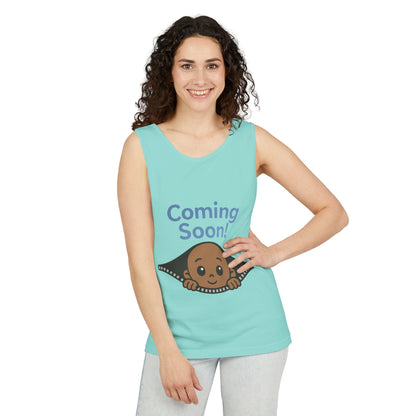 Coming Soon Maternity Tank Top, Cute Baby Boy Pregnancy Announcement Tee, Funny Expecting Mom Gift, Gender Reveal Tee, Baby Shower Top