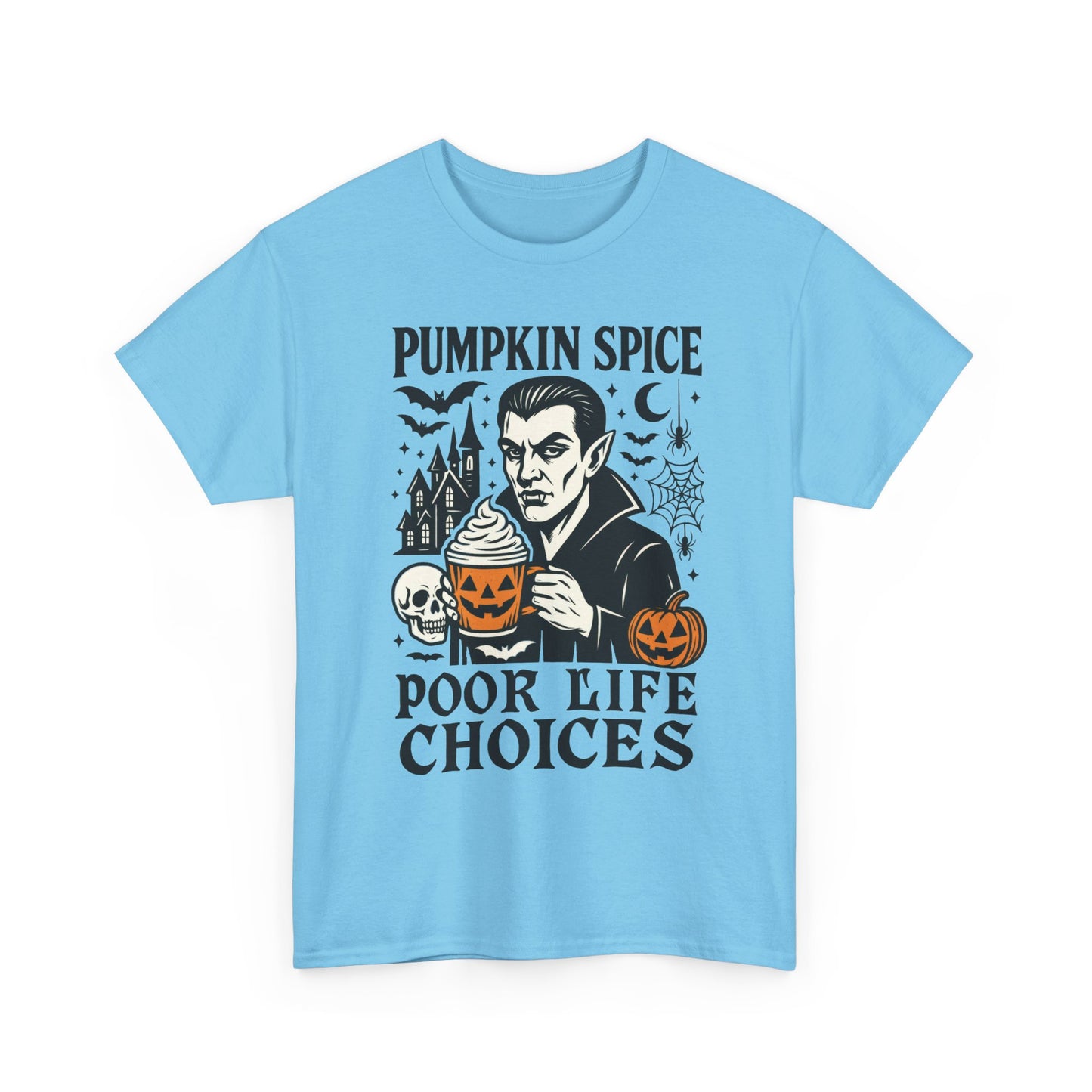Pumpkin Spice Poor Life Choices Men's T-Shirt, Funny Vampire Coffee Halloween Graphic Tee