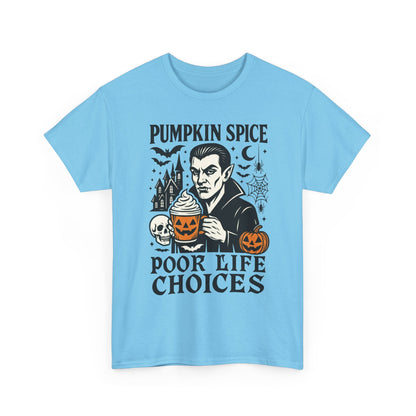 Pumpkin Spice Poor Life Choices Men's T-Shirt, Funny Vampire Coffee Halloween Graphic Tee