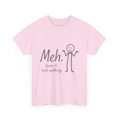Funny Women's Heavy Cotton Tee, 'Meh' Graphic Shirt, Perfect Gift for Sarcastic Friends, Casual Wear, Birthdays, Everyday Humor, Comfy Tee