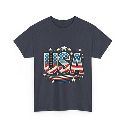 Patriotic USA T-Shirt, Unisex Heavy Cotton Tee for Independence Day, Memorial Day, 4th of July, Casual Wear, Gifts