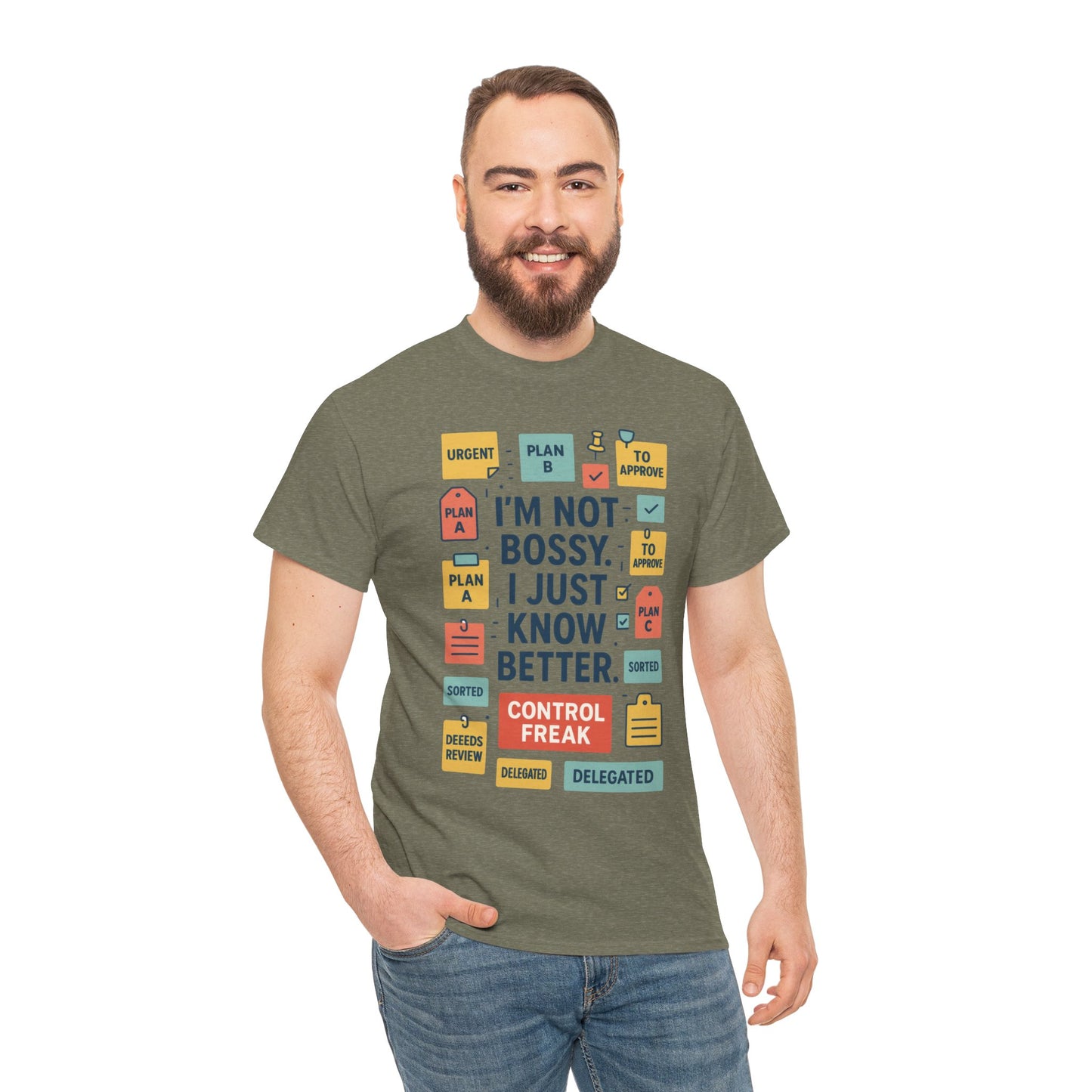 Funny Men's Control Freak T-Shirt, Perfect for Bossy Friends, Gift for Leaders, Fun Office Humor, Sarcastic Productivity Tee for Him