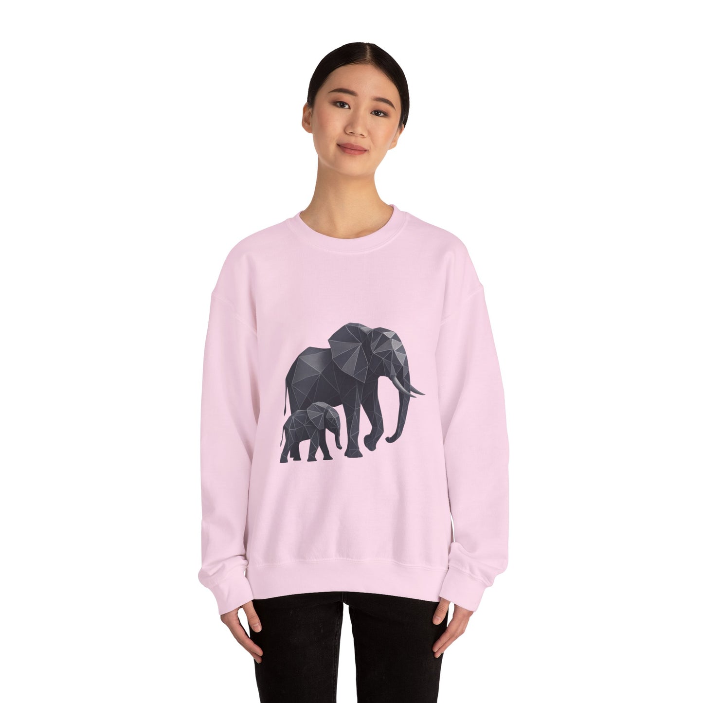 Geometric Elephant Sweatshirt, Cozy Unisex Crewneck, Animal Lover Gift, Nature Inspired Apparel, Eco-Friendly Fashion, Gift for Her