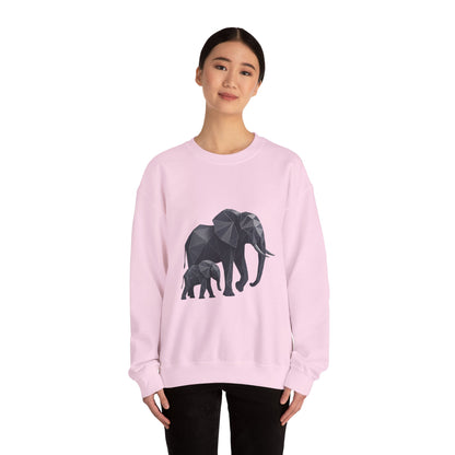 Geometric Elephant Sweatshirt, Cozy Unisex Crewneck, Animal Lover Gift, Nature Inspired Apparel, Eco-Friendly Fashion, Gift for Her