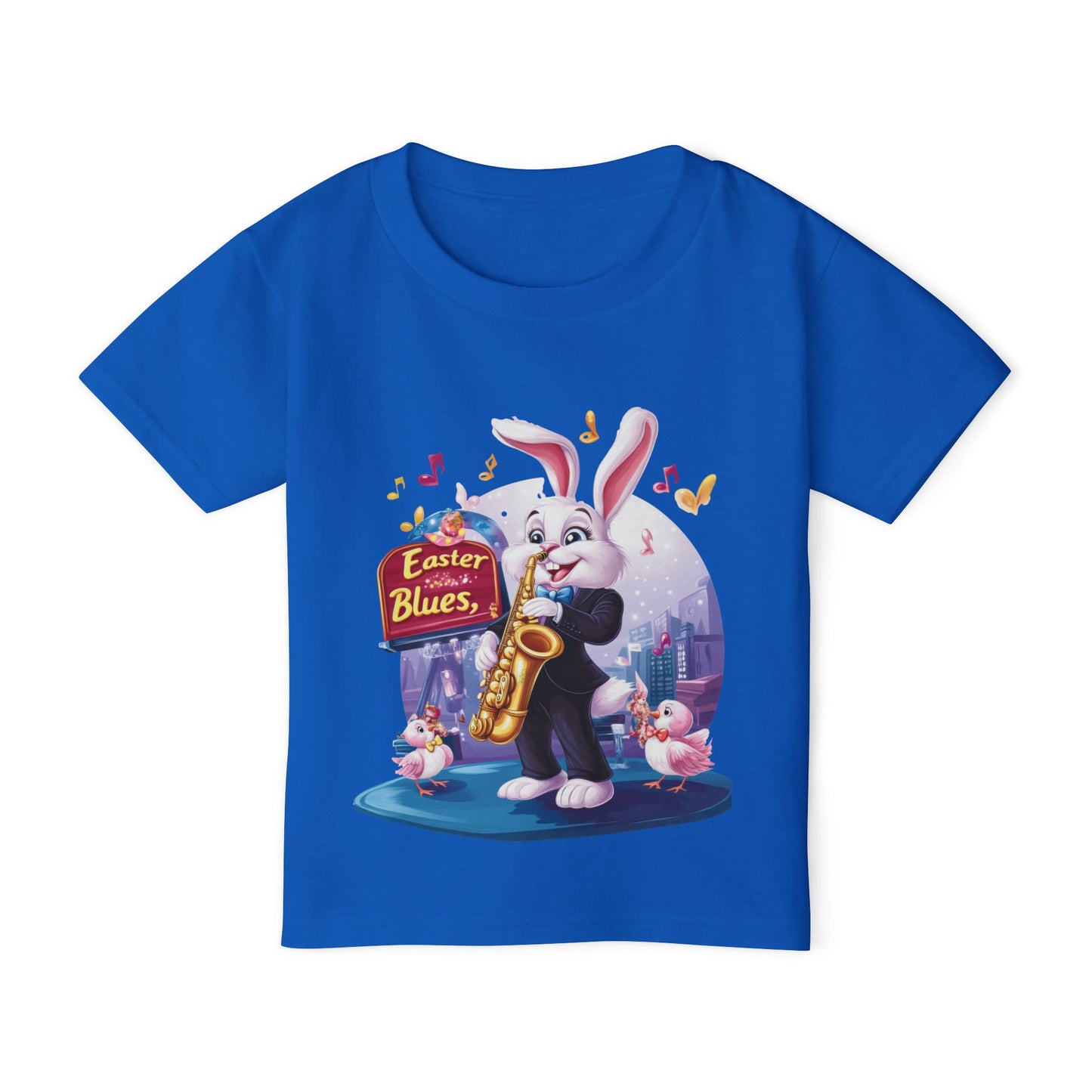 Easter Bunny Jazz Toddler T-Shirt - Cute Music Themed Tee for Kids, Saxophone Bunny Spring Shirt, Fun Gift for Little Boys & Girls