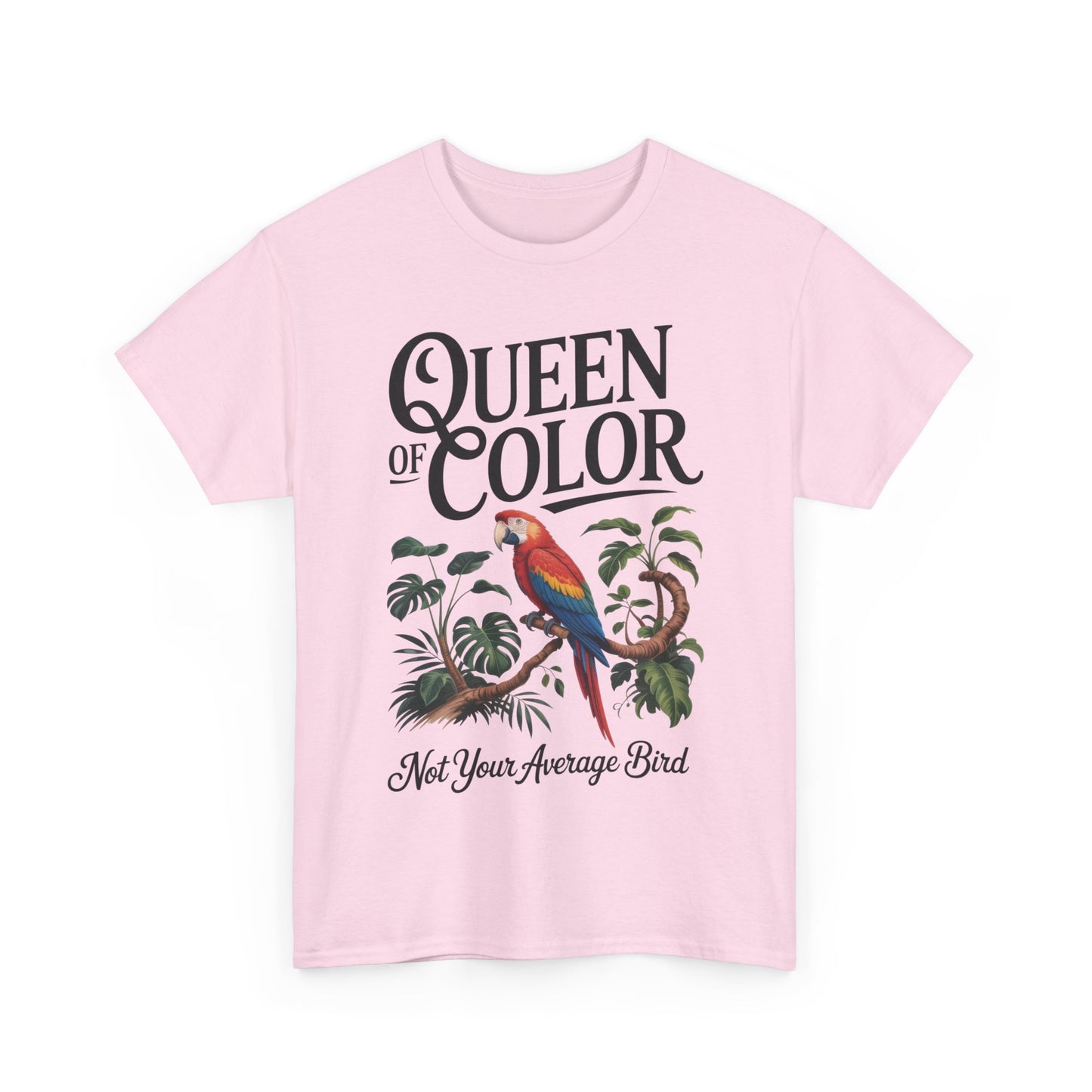 Colorful Queen Womens Tee, Fun Graphic T-Shirt, Casual Wear, Gift for Bird Lovers, Trendy Summer Apparel