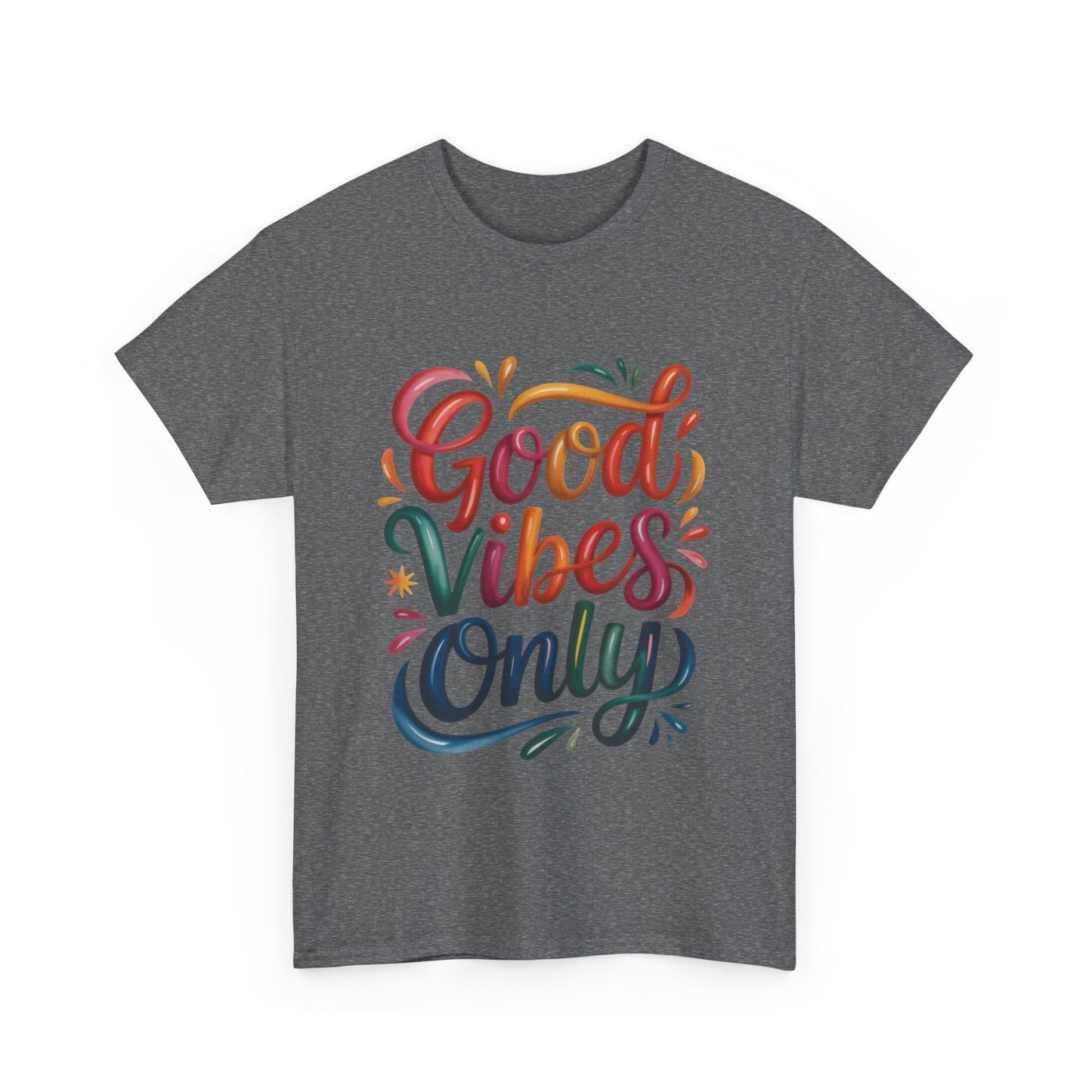 Good Vibes Only Womens Heavy Cotton Tee, Casual Wear, Gift for Friends, Relaxed Fit, Summer Style, Positive Affirmation Shirt