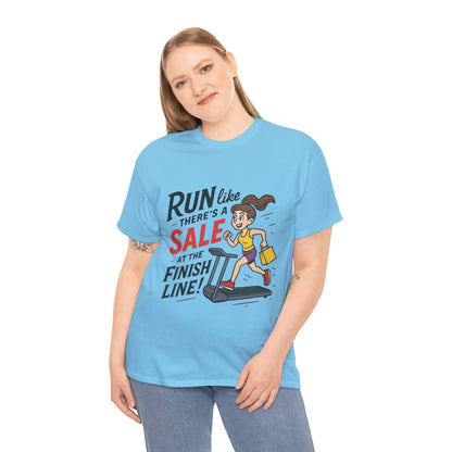 Motivational Fitness Tee, Workout Shirt, Funny Exercise Gym Top, Funny Shopping Tee, Treadmill Runner Shirt for Her,  run for sale tee