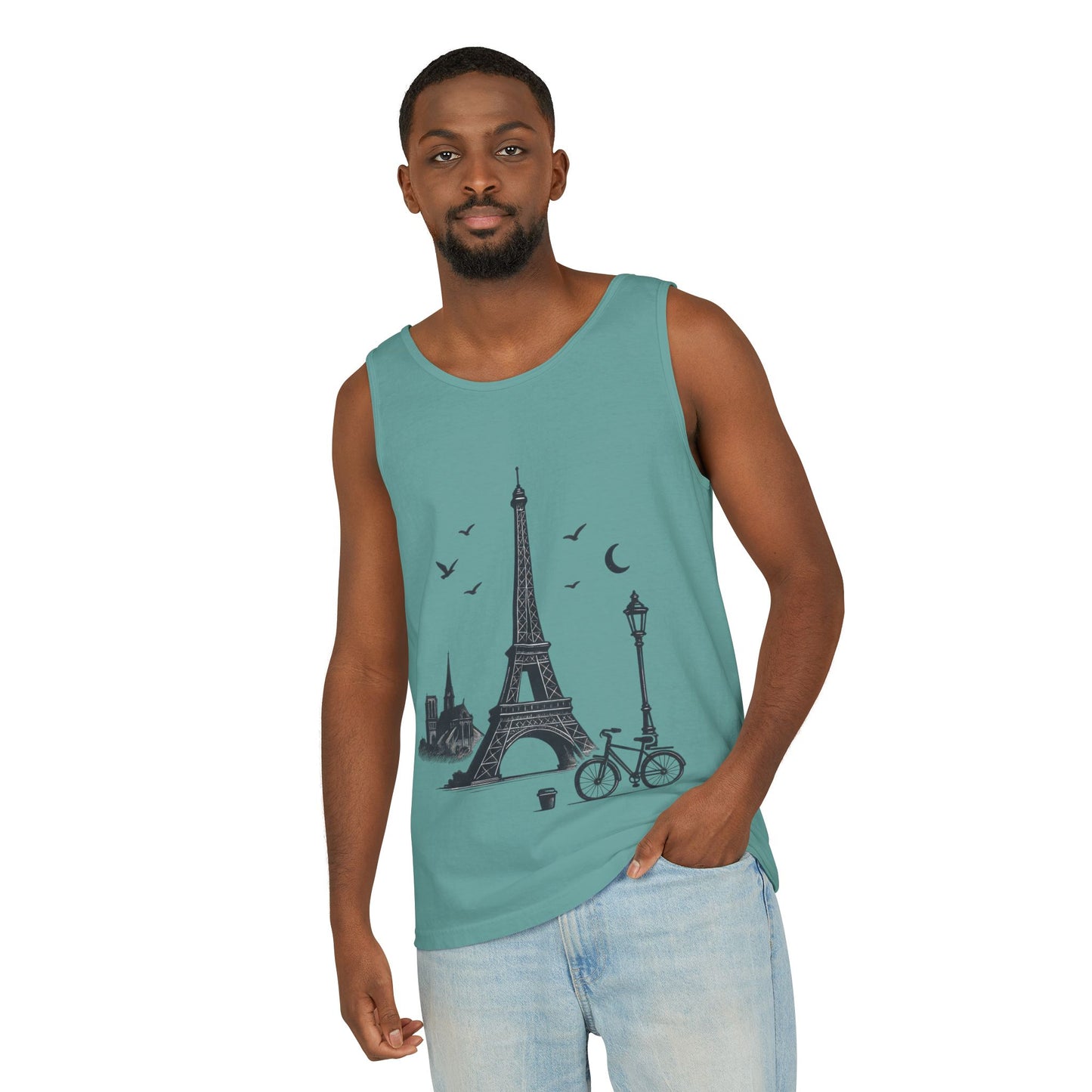 Parisian Dreams Tank Top, Unisex Summer Wear, Graphic Tee, Travel Inspired Apparel, Vacation Outfit, Casual Tank for All Occasions