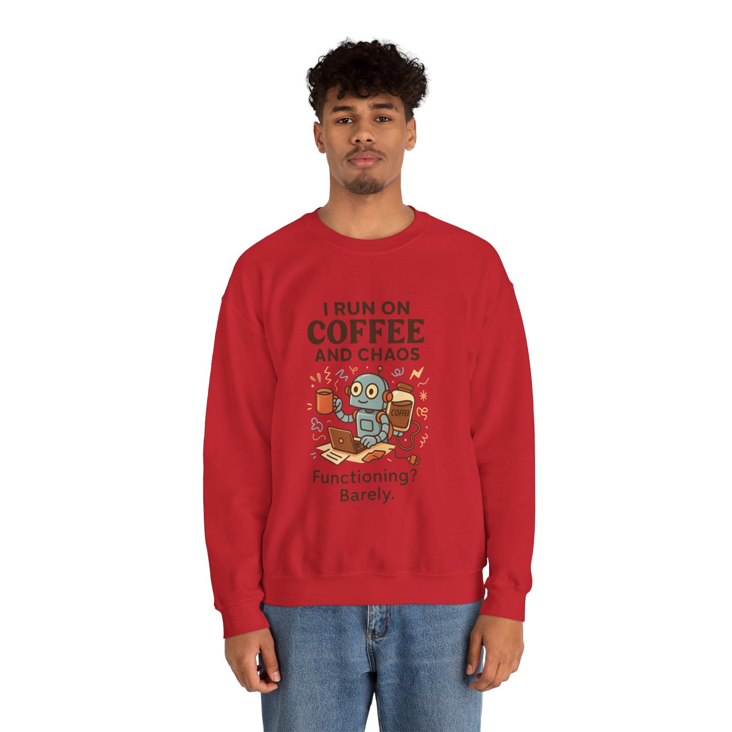 Coffee and Chaos Crewneck Sweatshirt, Funny Sweatshirt for Coffee Lovers, Unisex Gift, Cozy Everyday Wear, Ideal for Holidays