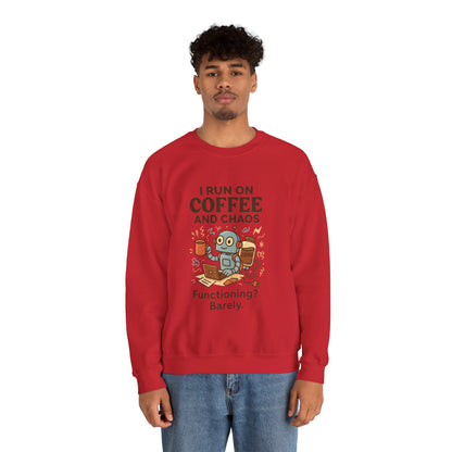 Coffee and Chaos Crewneck Sweatshirt, Funny Sweatshirt for Coffee Lovers, Unisex Gift, Cozy Everyday Wear, Ideal for Holidays