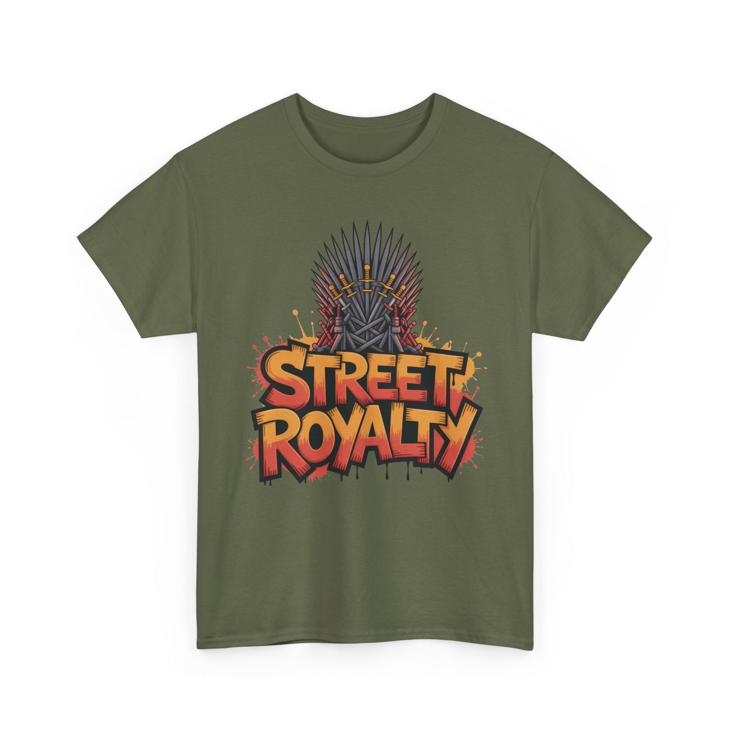 Street Royalty Men's T-Shirt, Graffiti Crown Graphic Tee, Urban Streetwear Top for Skaters and Hip Hop Style